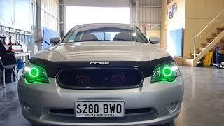 Subaru Liberty Legacy with custom RGB colour changing LED halo rings