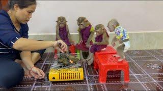 Sweetie Sovan, Sovanny, Jula & Kobie Feel Very Excited & Patiently Waiting To Cook Grill Steam Cake,