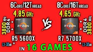 Ryzen 5 5600X OC vs Ryzen 7 5700X Stock Test in 16 Games or R5 5600X OC vs R7 5700X