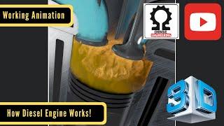 How Diesel Engine Works! | 4 Stroke Diesel Engine Working Animation