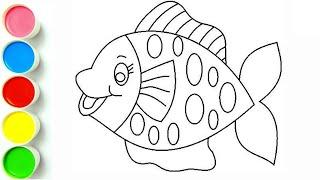 Cute Fish Drawing || Painting And Coloring For Kid's And Toddler's