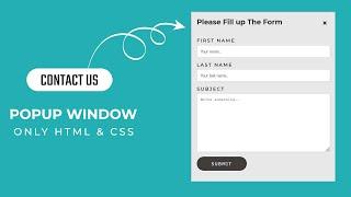 Pop Up Window using HTML CSS | Pop Up Login Form