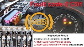 Skoda Roomster ABS keeps flagging + Fault code 01201