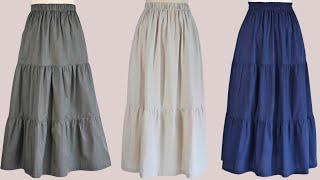  3 Katlı Fırfırlı Çok Şık Etek Dikimi  DIY  Pratik Beli Lastikli Etek Dikimi #skirt #etekdikim
