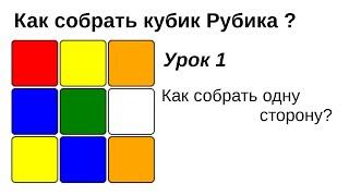 Как собрать одну сторону кубик Рубика 3х3 Урок 1