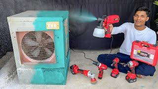 पुराने कूलर को 5 मिनट में बनाएं नया जैसा Paint Spray machine, jpt 12V cordless drill machine