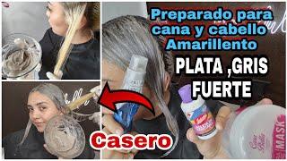 Preparado para CANAS y Cabello decolorado Efecto PLATA ACERO/CASERO lizzmuller