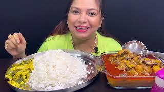 Bigbites,Eating Rice With Mutton Lungs 🫁🫁 Curry and peyaj koli vaja।।Huge Rice।।