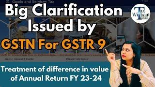 BIG ADVISORY BY GST Portal for GSTR 9 FY 23-24| Deal with difference in value of Table 8 GSTR9