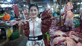 Market show, I have beef kidney, beef heart and beef to make BBQ / Cooking with Sreypov