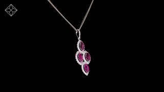 1.20ct Ruby Asteria Diamond Drop Pendant Necklace in 18K White Gold - FR54-TY