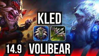 KLED vs VOLIBEAR (TOP) | 73% winrate, 6 solo kills, 8/2/9 | NA Master | 14.9