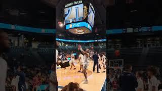 Shag Man Duncan Powell warms up at halftime