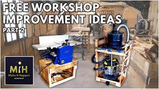 Free Workshop Improvement Ideas - Part 2 - Shop Organization, Jointer Stand, Dust Collection Cart