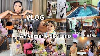 VLOG: Aniversário de 1 ano na piscina+ Arrume-se comigo+ teve brincadeira  