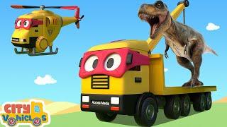 Super roller truck fix road-Excavator,Bulldozer, crane truck and loader for kids.