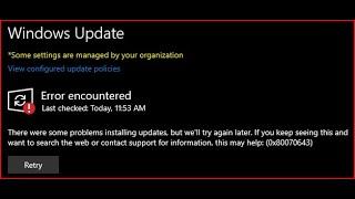 how to fix update error encountered KB5034441 and 0x80070643 windows