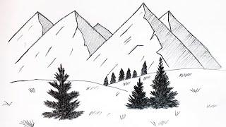 Как Нарисовать Пейзаж Карандашом | Простой способ нарисовать Пейзаж