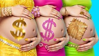 Rich vs Poor vs Giga Rich Pregnant! Funny Pregnancy Situations