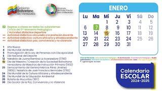 CALENDARIO ESCOLAR 2024-2025 / ENERO 2025 - Ministerio del Poder Popular para la Educación (MPPE)