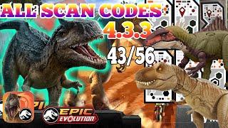 Jurassic World EPIC EVOLUTION CHAOS THEORY MATTEL TOYS Scan Codes All Dinosaurs UPDATE 43/56 T REX