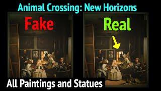 All Fake vs Real Paintings and Statues in Animal Crossing: New Horizons - Museum Art Exhibit