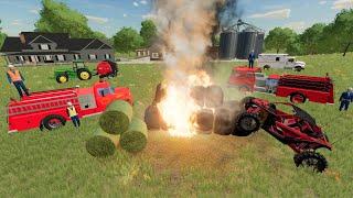 Firefighters put out HUGE dangerous fire | Farming Simulator 22