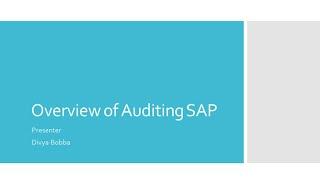 Overview of auditing SAP