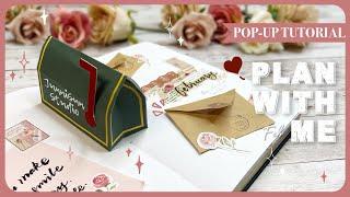 Mailbox & Love Letter Bullet Journal | February 2022 PLAN WITH ME | Pop-up Card Tutorial