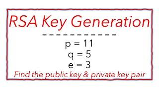 (5c) Using RSA key generation scheme with p=11, q=5, e=3, find the public key  & private key pair