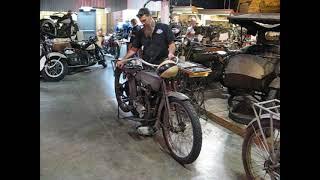 Matt Walksler starts a Harley Davidson at Wheels Through Time Museum - Maggie Valley, NC...