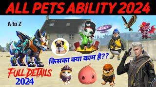 AtoZ All pets Ability Full Details explain 2024 in Free Fire | AR ROWDY 99 