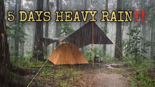 5 Days in THUNDERSTORM‼️5 Days in Heavy Rain with Thunderstorm Camping‼️