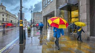 Almost 2hrs of London Rain ️ Central London Rain Walk on Grey Afternoon [4K HDR]