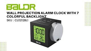 BALDR Digital Projection Alarm Clock with 7 Display Backlight Color