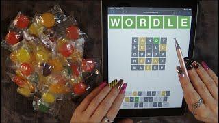ASMR Eating Hard Candy & Wordle on iPad | Whispered Game Play