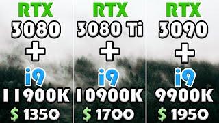 RTX 3080 + i9 11900K vs RTX 3080 Ti + i9 10900k vs RTX 3090 + i9 9900k | TEST IN 10 PC Gameplay