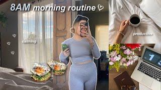 8AM PRODUCTIVE MORNING ROUTINE | realistic & relaxing, working out, & running errands!️