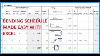 Bending Schedule with Excel VBA