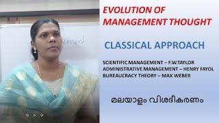 EVOLUTION OF MANAGEMENT THOUGHT/CLASSICAL APPROACH/SCIENTIFIC MANAGEMENT/ADMINISTRATIVE MANAGEMENT