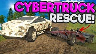 I Used a CYBERTRUCK to Rescue an F1 Car in Snowrunner Mods!