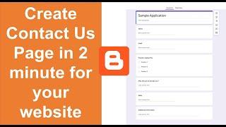 Create Contact us page using google forms | embed contact form to your website