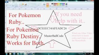 pokemon ruby destiny rare candy and masterball code