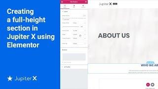 Creating a full height section in Jupiter X using Elementor