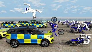 Tactical Police AI takedowns of fleeing Bikers