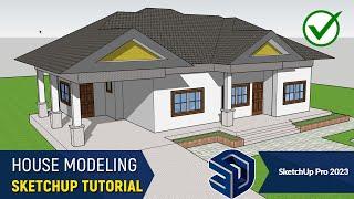  How to Design, Build or Create a House in SketchUp Pro 2023 Tutorial (3 Bedroom House)