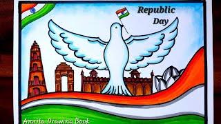 Republic Day Drawing Easy 2025 | Happy Independence Day Poster drawing | 26 January Special Drawing