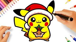 HOW TO DRAW CHRISTMAS PIKACHU EASY