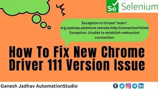 How to fix chrome driver version 111 issue (Unable to establish WebSocket connection)||Ganesh Jadhav