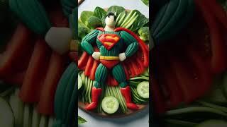 Superman Veggie Sculpture Challenge!  | Kreativitas Unik dengan Sayuran ‍️ #shorts